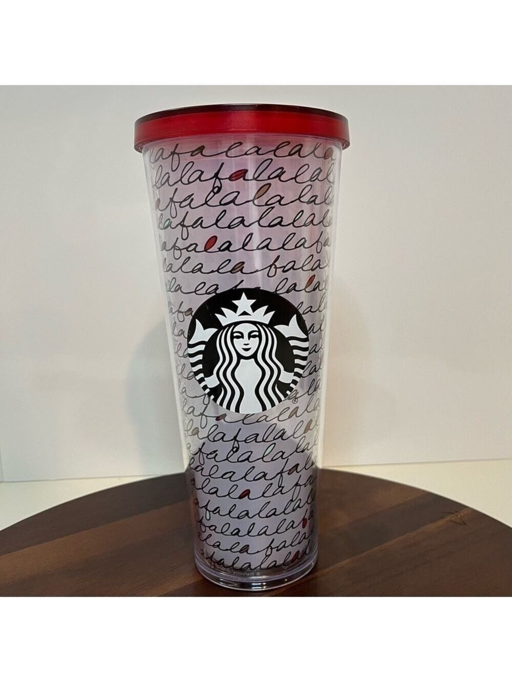 Starbucks 2014 Fa La La Holiday Venti Tumbler 24 oz Red Lid w/ Straw